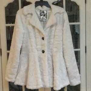 White faux fur jacket
